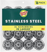 Scotch-Brite Stainless Steel Scrubbers, 16 Pack