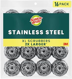 Scotch-Brite Stainless Steel Scrubbers, 16 Pack