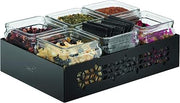 Rosseto SM315 Mosaic 6 Glass Jars Black Matte Holder, 1 Ea