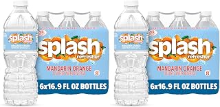 Splash Refresher Mandarin Orange Flavored Water, 16.9 Fl Oz, Plastic Bottle, Pack of 12