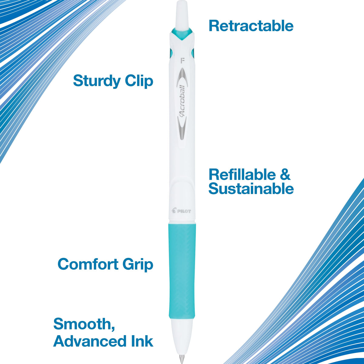 Acroball PureWhite Advanced Ink Ball Point Pens by PILOT – 5 Count (Pack of 1), Plastic, Assorted Accents, Model 31861