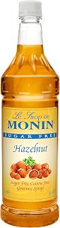 Monin Sugar Free Hazelnut Syrup 1 Liter, Pack of 4