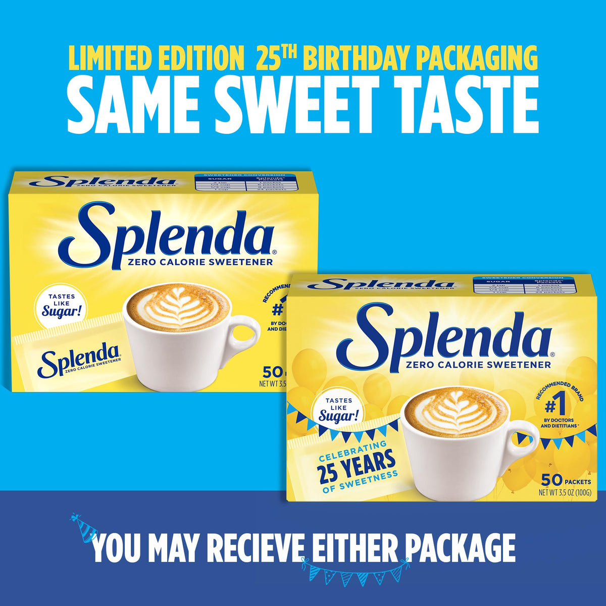 Zero Calorie Sweetener by SPLENDA – 0.04 Ounce (Pack of 100), Pack of 100, Model JJ-2030