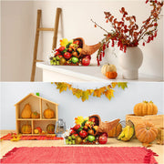 Amyhill Thanksgiving Cornucopia Centerpiece, Wood Fruit Design, 13.39 x 5.12 Inch