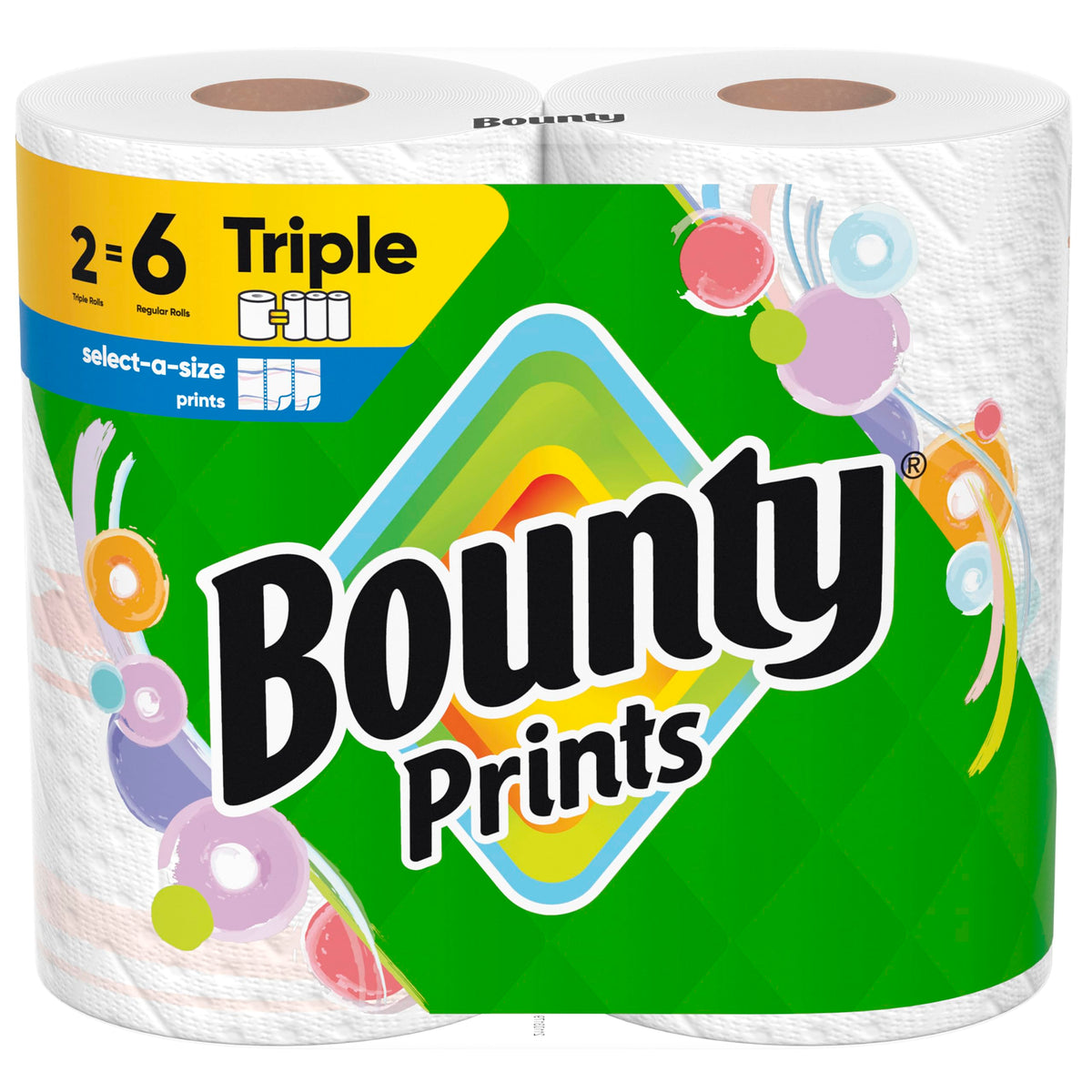 Bounty Prints / 2 Rolls (123 Sheets) / Triple Paper Towels