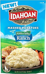 Idahoan Mashed Potatoes Seasoned with Hidden Valley Original Ranch, Naturally Gluten-Free, 100% Real Idaho Potatoes, 4 servings per bag, 4 ounce (Pack of 12)