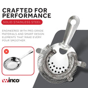 Winco 1 / Stainless Steel / Round, Wire Mesh, Reinforced Rim Bar Strainers