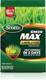 Scotts Green Max Lawn Food, 46.67 lbs. | Lawn Fertilizer for Grass Plus Iron Supplement, Grass Fertilizer, Covers 14,000 sq. ft.