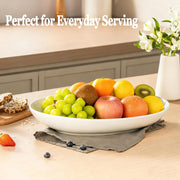 Gacoree Oval Serving Platters, Ceramic 14 x 11 Inch, Set of 2, White