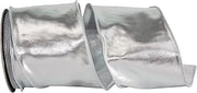 Reliant Ribbon Mirror Fantasy Metallic Deluxe Two Sided Wired Edge, Silver, 4 Inch, 10 Yards