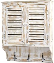 Nearly Natural 32in. White Washed Wall Cabinet with Hooks