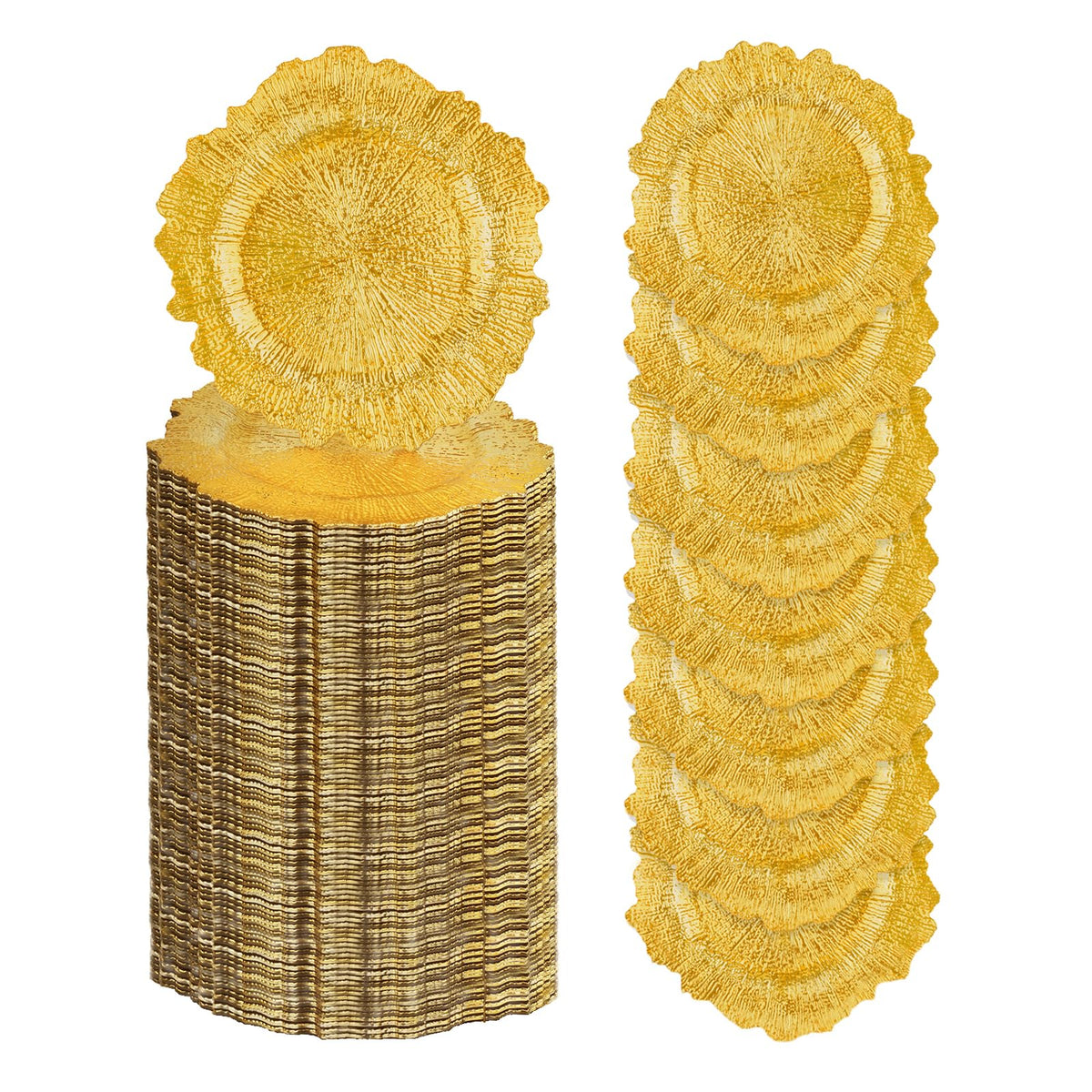 Osgevei Charger Plates, 13 Inch Round Plastic, 100 Gold