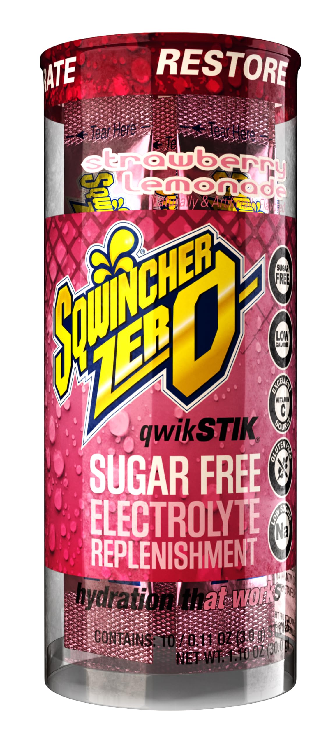 Qwik Stik by Sqwincher – 0.11 Ounce (Pack of 200), Strawberry Lemonade, Model 060117-SL