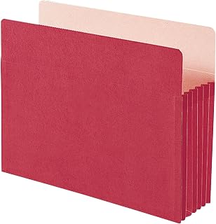 Smead(R) Color File Pocket, 5 1/4in. Expansion, Letter Size, Red