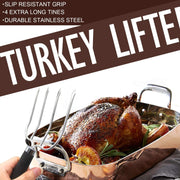 KAYCROWN Turkey Lifter Forks, Stainless Steel, Set of 2, Silver