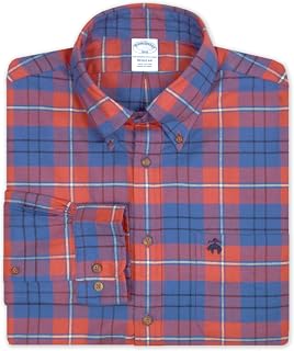 Brooks Brothers Men's Regular Fit Flannel Plaid Casual Button Down Shirt,