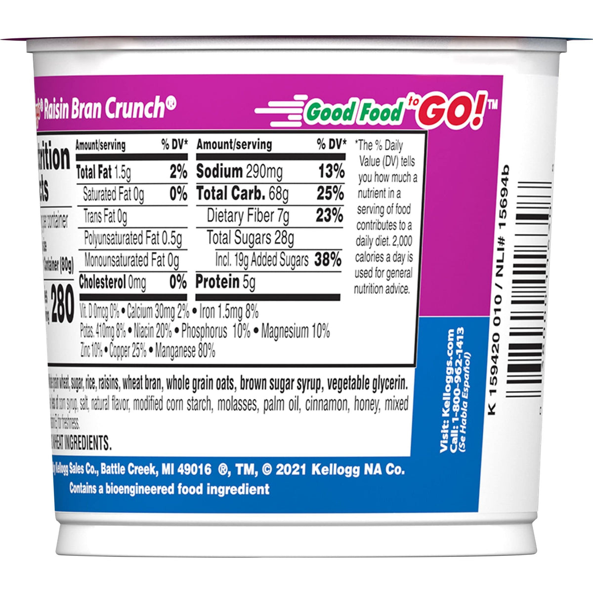 Kellogg's Raisin Bran 2.8 Ounce (Pack of 12) / 12 Cold Cereal