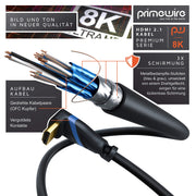 CSL - 8K HDMI Cable Angled 90° - 270° (3.0 m 270° Angled Plug) by CSL-Computer – 3,0m 270° Winkelstecker, Plastic Copper Aluminium Metal PVC, black, Model 648531864