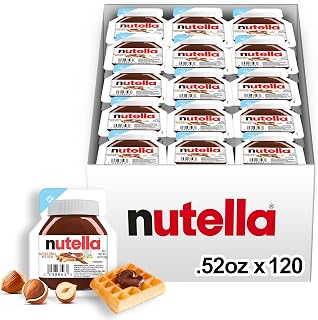 Nutella Hazelnut Spread with Cocoa, Creamy Hazelnut Spread, Breakfast Favorite, Bulk 120 Packs, 0.52 individual oz