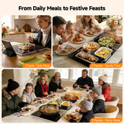 FEPPO Electric Warming Tray, 3-Panel Modular System, Deep Black