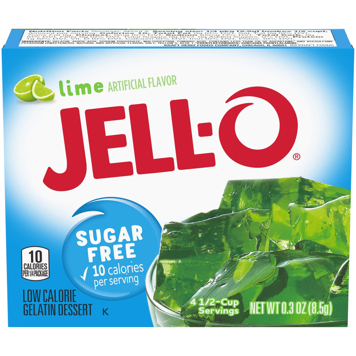 Lime Sugar-Free Gelatin Mix (0.3 oz Box) by Jell-O – 0.3 Ounce (Pack of 1)