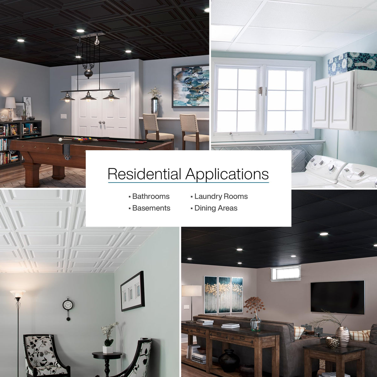 2ft x 2ft White Stucco Pro Reveal Edge PVC Ceiling Tiles (12 Tiles) by Genesis – 24 inch x 24 inch, Vinyl, White, Model 77000CA