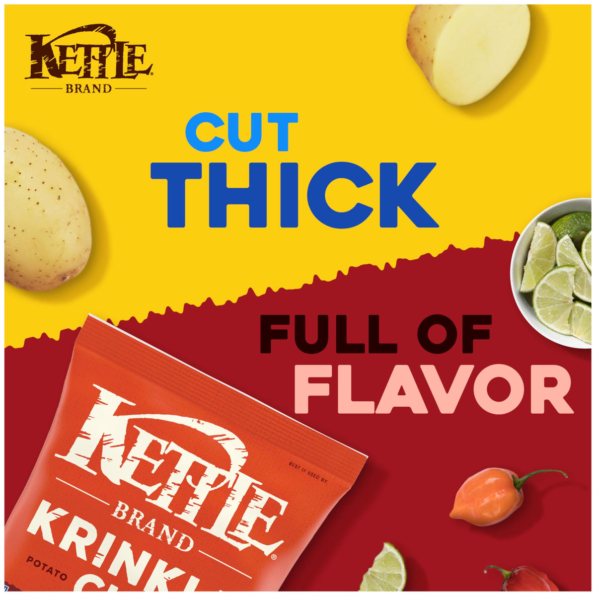 Kettle Brand Krinkle Cut Habanero Lime / 7.5 Ounce (Pack of 3) / Habanero Lime Potato