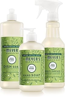 Mrs. MEYER'S CLEAN DAY Kitchen Basics Set, Iowa Pine Scent Cleaning Supplies includes Hand Soap (12.5 Fl Oz), Dish Soap (16 Fl Oz) and Multi-Surface Cleaner (16 Fl Oz)