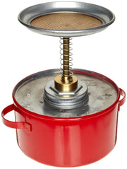 Plunger Galvanized Steel Safety Can by Eagle – 6-1/4" OD x 8" H, galvanized_steel, Red, Model P-701