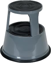 Vestil STEP-17-GY Steel Rolling Step Stool 17 In. Top Step Height 500 Lb. Capacity Gray