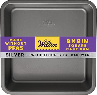 Wilton Silver Non-Stick Square Pan, Made Without PFAS, 8 x 8 in (Pack of 6)