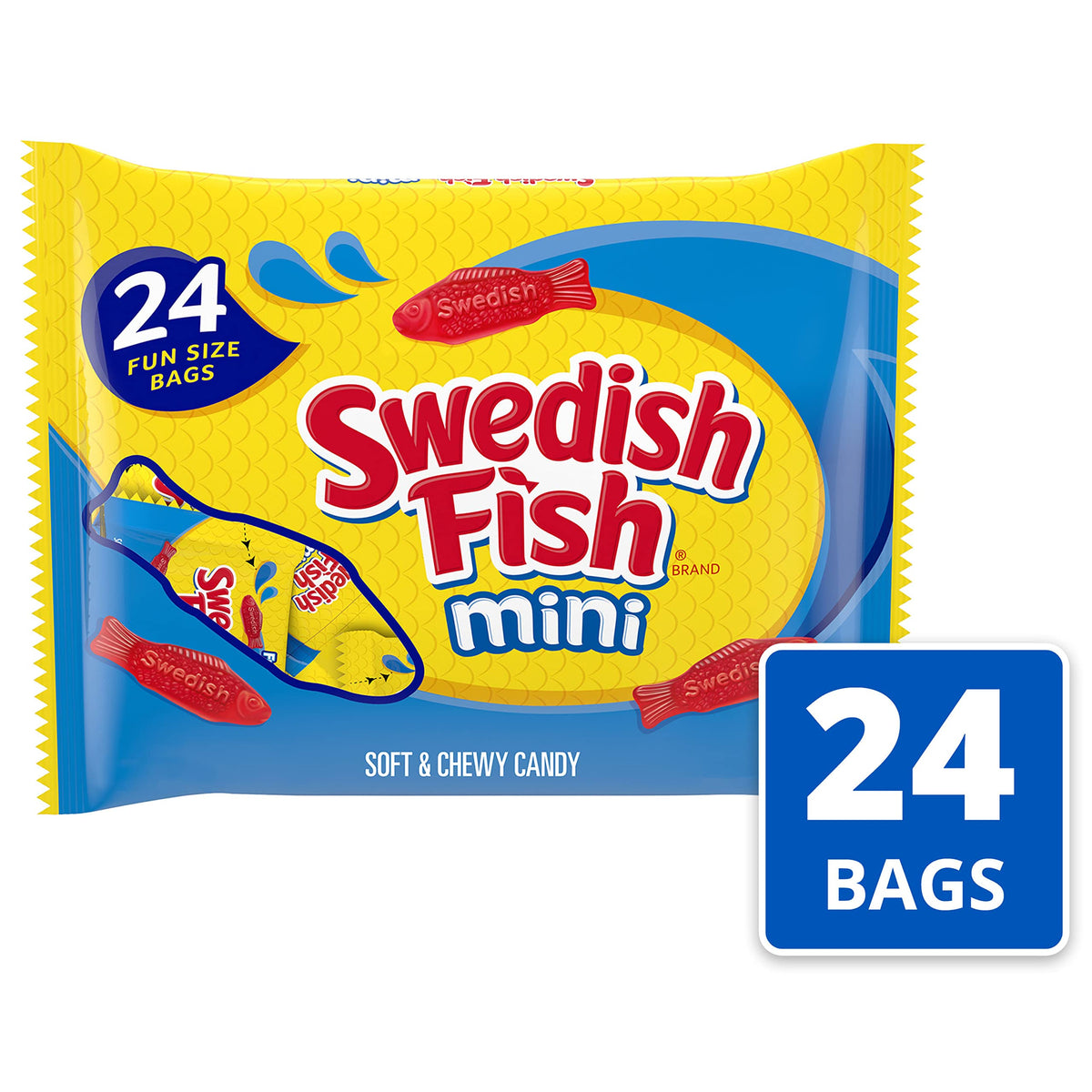 Mini Soft & Chewy Candy by Swedish Fish – 24 Count (Pack of 24), Red, Pack of 24
