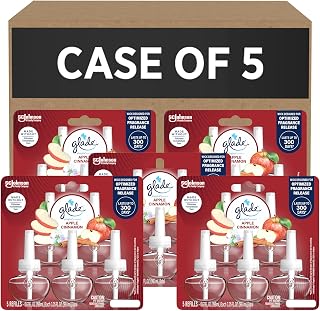 Glade PlugIns Refills Air Freshener, Scented and Essential Oils for Home and Bathroom, Apple Cinnamon, 3.35 Fl Oz, 5 Count (Pack of 5), 25 Refills Total