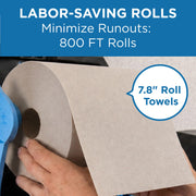 Pacific Blue Basic by Georgia-Pacific PRO Recycled Hardwound Paper Towel Rolls – Brown, 800 Feet Per Roll, 6 Rolls Per Case, 26301
