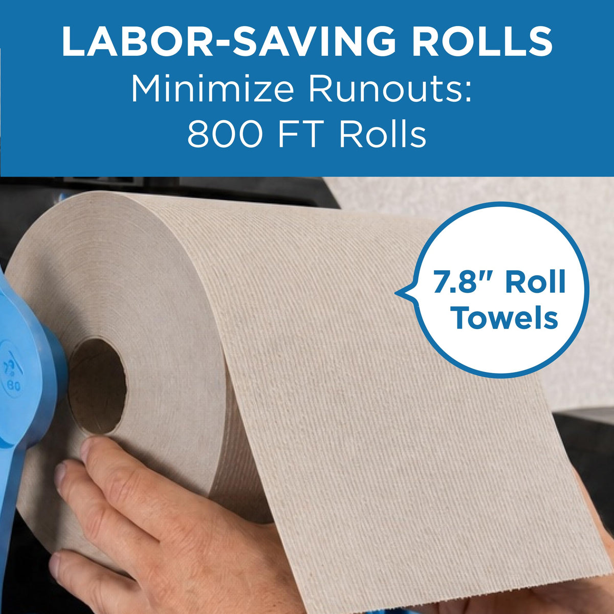 Pacific Blue Basic by Georgia-Pacific PRO Recycled Hardwound Paper Towel Rolls – Brown, 800 Feet Per Roll, 6 Rolls Per Case, 26301