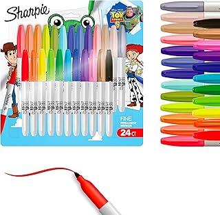 Sharpie Permanent Markers, Toy Story 5 Packaging, Assorted, Fine Point, 24 Count