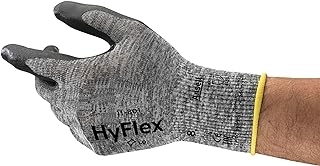Ansell HyFlex 11-801 Nylon Glove, Black Foam Nitrile Coating, Knit Wrist Cuff, Medium, Size 8 (Pack of 12)