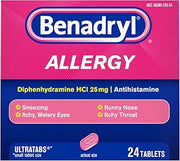 Benadryl Allergy Relief Ultratabs, 25 mg Diphenhydramine HCl, 24 ct