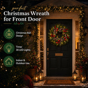 Worthyeah Pine Artificial Christmas Wreath, 24 Inch, Christmas