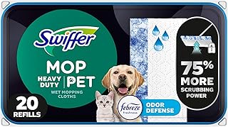 Swiffer Heavy Duty Mop Wet Multi-Surface Cloth Refills for Floor Mopping and Cleaning, Pet with Febreze Odor Defense, 20 count