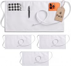 Utopia Wear 4 Pack Server Aprons with 3 Pockets, Waiter and Waitress Waist Aprons for Women with Pockets, Men Short Aprons