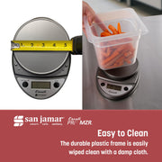"Escali Primo Digital Kitchen Scale – Digital Food Scale Grams and Ounces for Cooking by San Jamar – 11 Pound Capacity, 0.0 ounces, Plastic, Metallic, Model SCDG11M