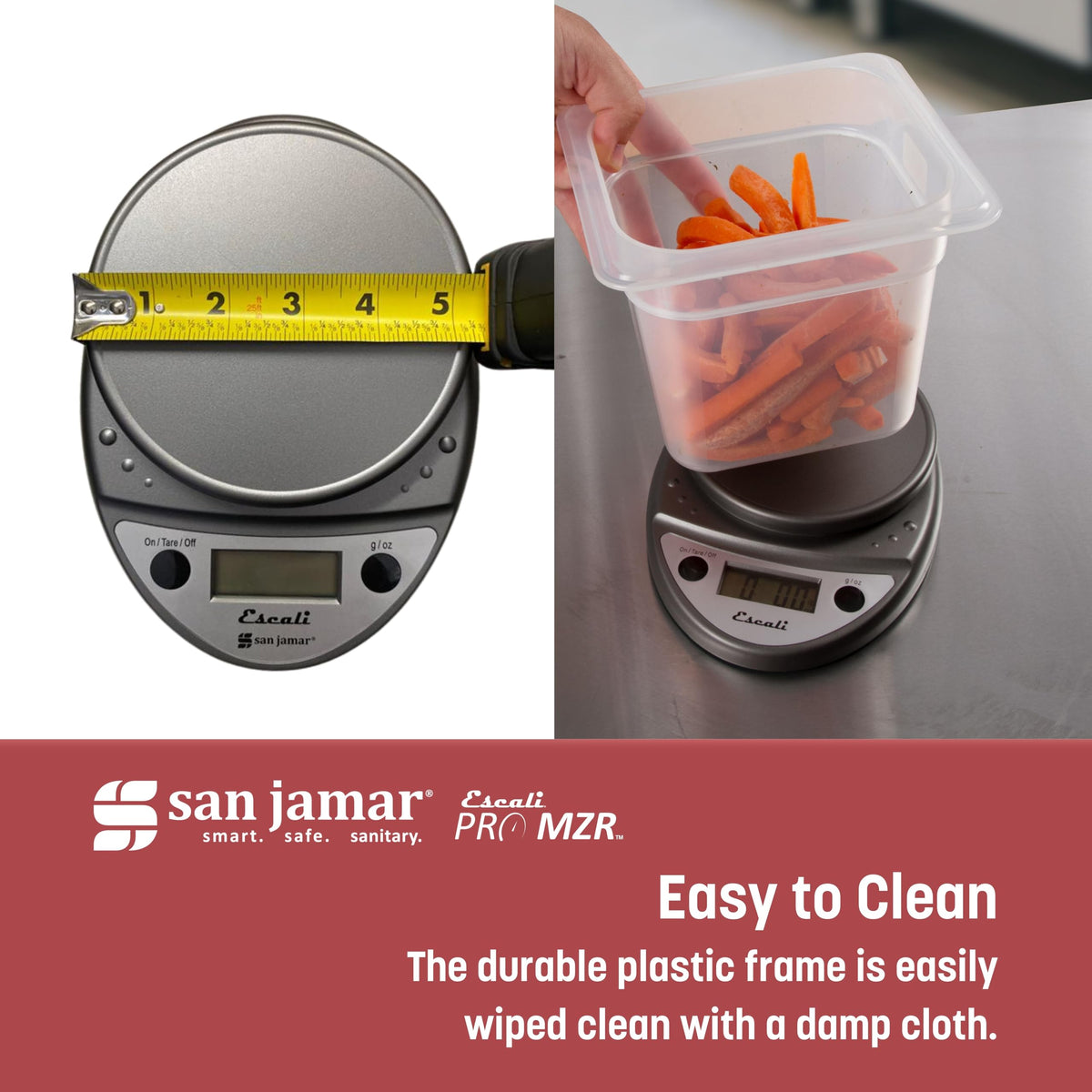 "Escali Primo Digital Kitchen Scale – Digital Food Scale Grams and Ounces for Cooking by San Jamar – 11 Pound Capacity, 0.0 ounces, Plastic, Metallic, Model SCDG11M