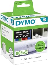 DYMO S0722400 Labelwriter Large Address Labels, Self-Adhesive, 36 X 89 Mm, 2 Rolls of 260 - Black Print On White