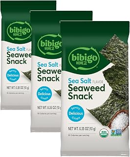 bibigo Sea Salt Flavored Asian Inspired Seaweed Snack, 0.35 Ounce (Pack of 3)