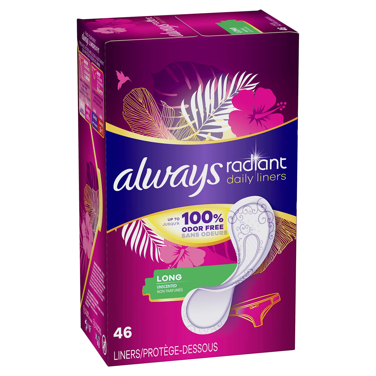 Daily Liners Long by Always – 46 Count, CleanGuard, Pack of 92, Model Radiant
