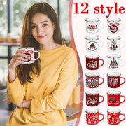 Suttmin Enamel Holiday Mugs, 12 oz, Set of 12, Red and White