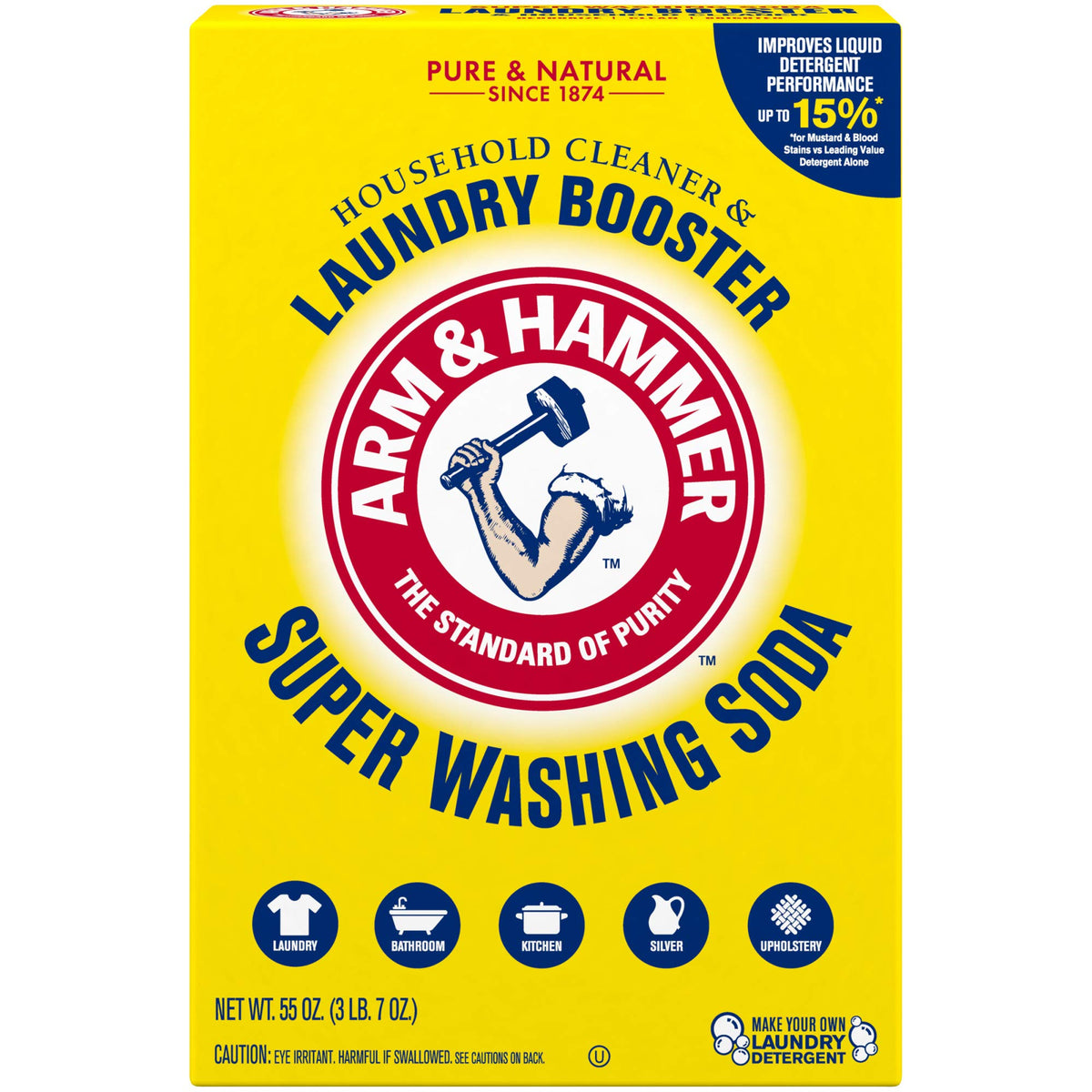 Church & Dwight Co 03020 Super Washing Soda by ARM & HAMMER – 55 Ounce (Pack of 1), Multi, Pack of 12, Model 033200030201