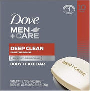 Dove Men+Care Men's Bar Soap More Moisturizing Than Bar Soap Deep Clean Soap Bar that Effectively Washes Away Bacteria, Nourishes Your Skin 3.75 oz 10 Bars