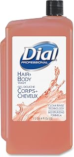 Dial Professional Hair + Body Wash Refill for 1 L Liquid Dispenser, Neutral Scent, 1 L, 8/Carton